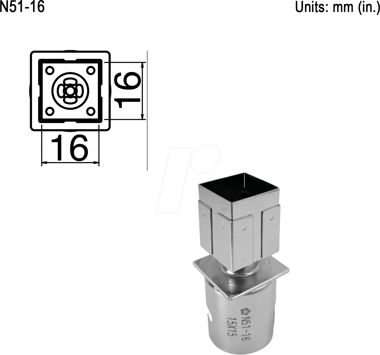 HAK N51-16 - Heißluftdüse N51-16, Schnellwechseltyp, Single, 16,0 x 16,0 mm