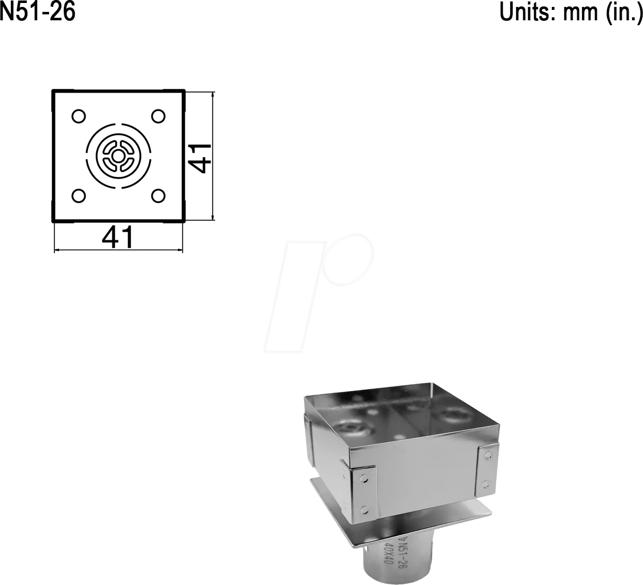 HAK N51-26 - Heißluftdüse N51-26, Schnellwechseltyp, Single, 41,0 x 41,0 mm