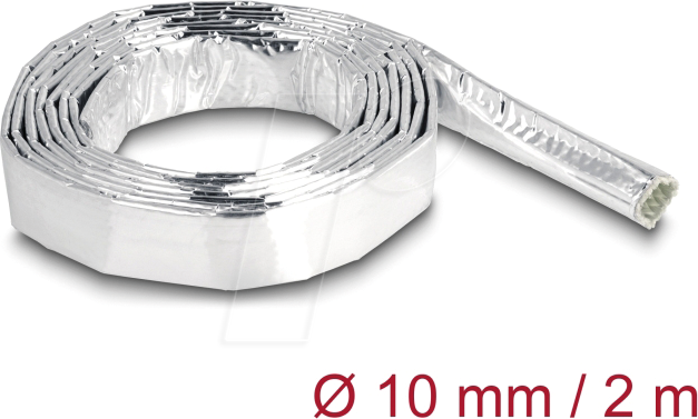 DELOCK 19001 - Kabelschlauch aus Glasfasergeflecht und Aluminium 2 m x 10 mm
