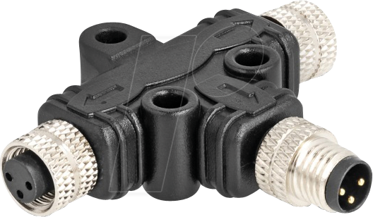 Thumbnail - DELOCK 60575 - M8 T-Splitter, A-kodiert, 3 Pin, 1x Stecker > 2x Buchse