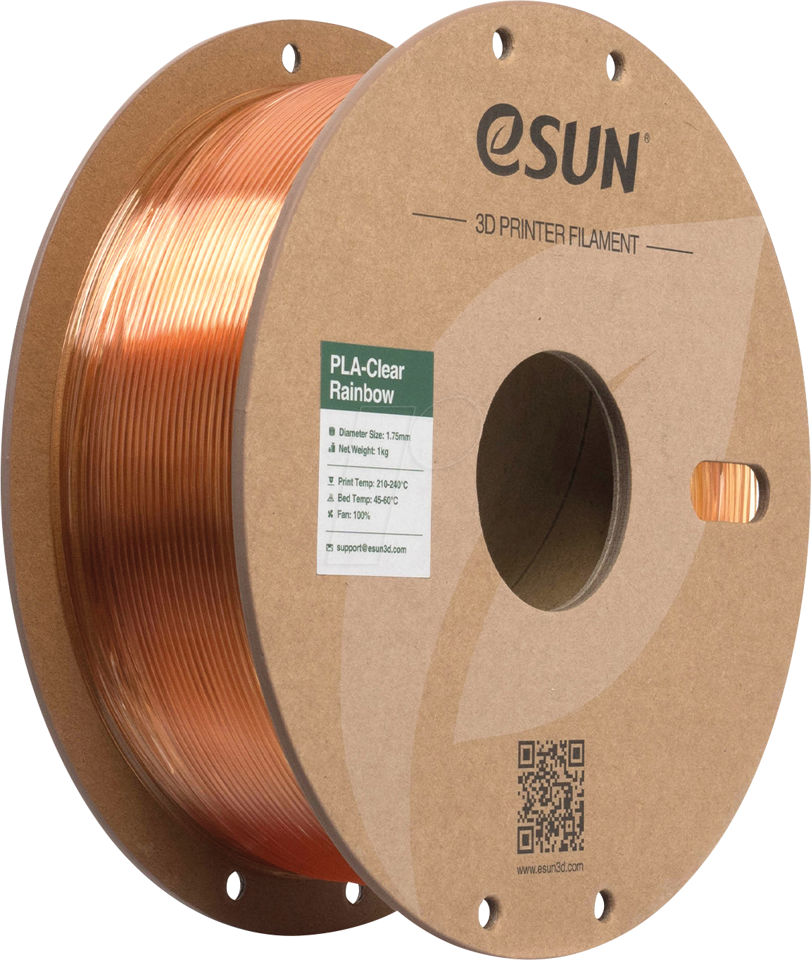 ESUN 72217829 - Filament, PLA-Clear, 1,75 mm, gelbrosa, 1 kg