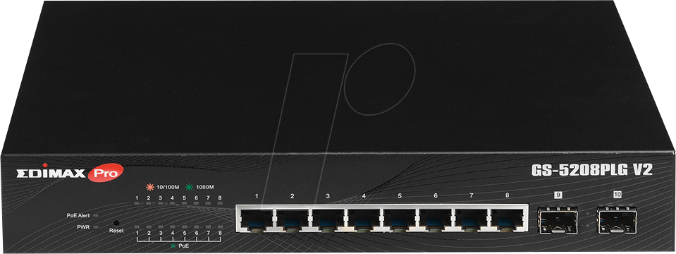 EDI GS-5208PLGV2 - Switch, 10-Port, Gigabit Ethernet, PoE+, SFP