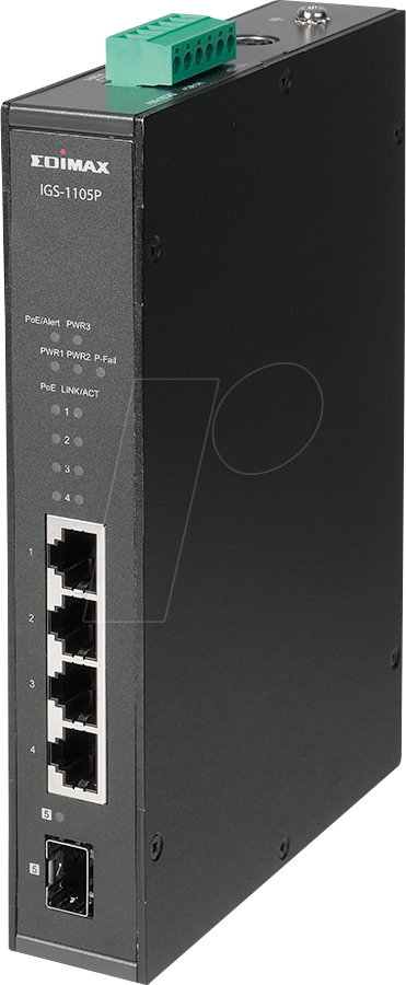 EDI IGS-1105P - Switch, 5-Port, Gigabit Ethernet, PoE+, SFP