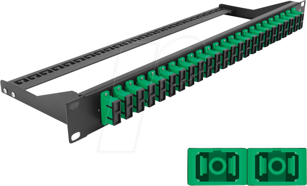 DELOCK 43393 - LWL Patchpanel, 19'', 24-Port, SC Duplex, 1HE, grün