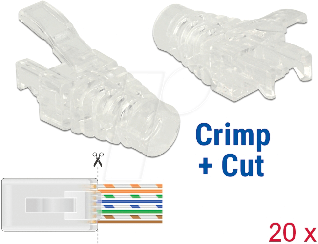 DELOCK 86455 - Netzwerk Knickschutz RJ45 Crimp+Cut 20 Stück