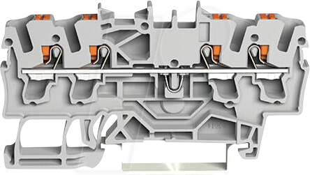 WAGO 2202-1409 - 4-Leiter-Durchgangsklemme, mit Drücker 2,5 mm², lichtgrau