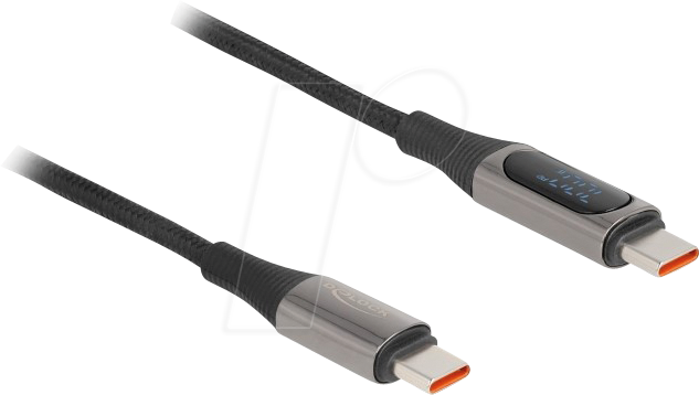 DELOCK 86809 - Sync- & Ladekabel, USB-C -> C, Ladedisplay, 100 W, 2 m