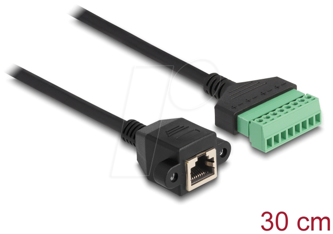 DELOCK 66054 - RJ45 Kabel Cat.6 Buchse > Terminalblock, Einbau, 30 cm