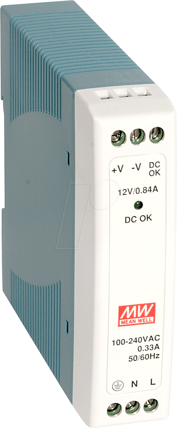 MW MDR10-15 - Schaltnetzteil, Hutschiene, 10 W, 15 V, 0,67 A