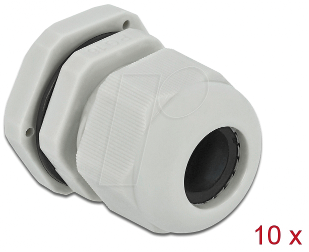 DELOCK 60219 - Kabelverschraubung, PG16, grau, 10er-Pack