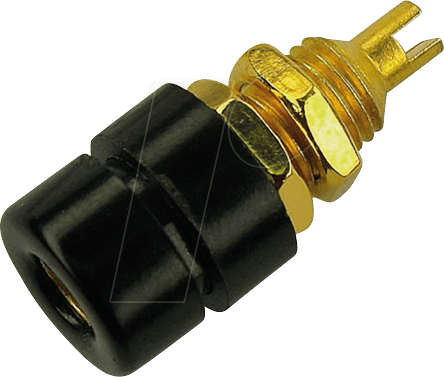 BIL 30 AU SW - Einbaubuchse, 4 mm, Lötanschluss, schwarz, vergoldet