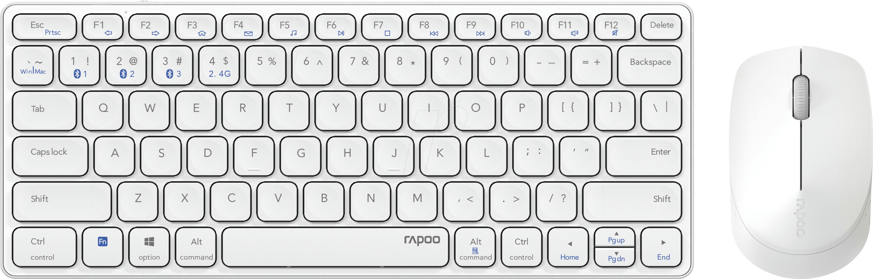 Thumbnail - RAPOO 9600M WS - Tastatur-/Maus-Kombination, Bluetooth/Funk, weiß, DE