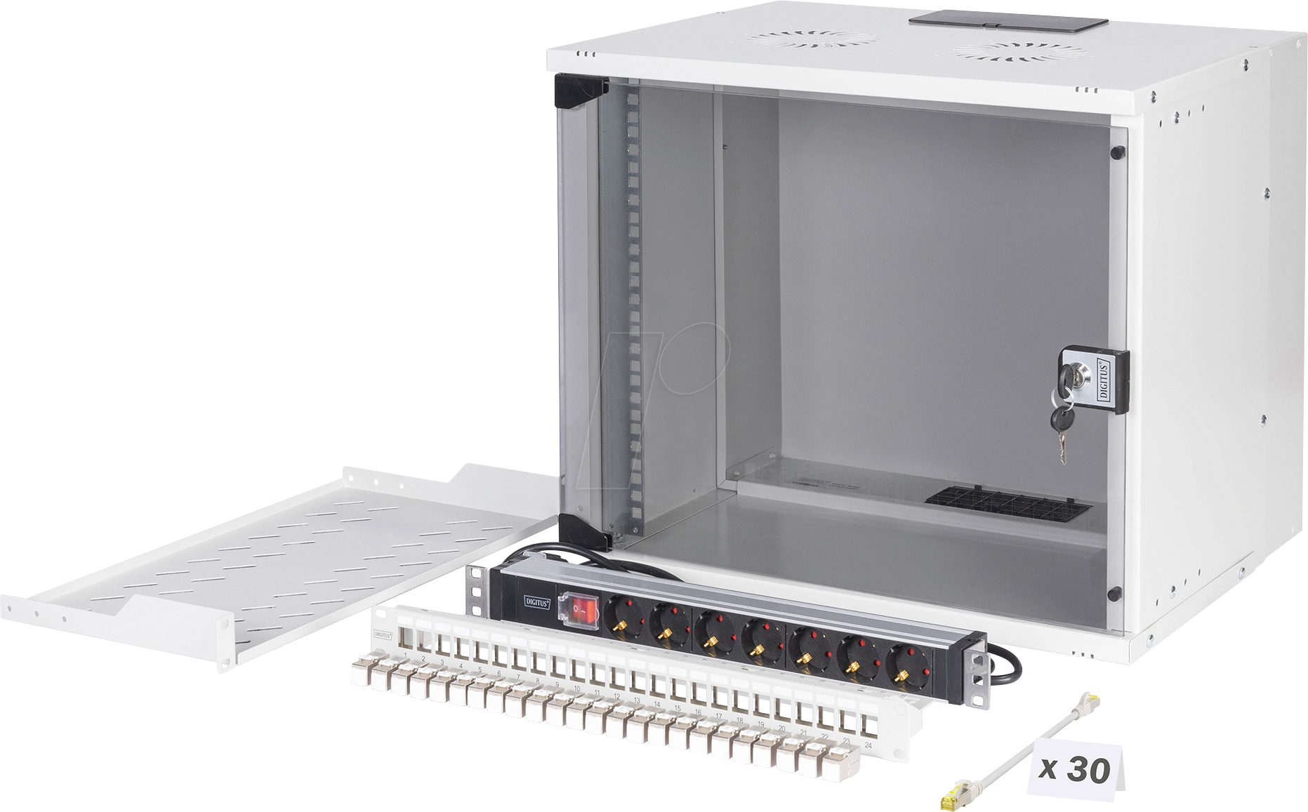 DIGI DN-49204SET - 19'' Wandgehäuse, 9HE, 400 mm Tiefe, grau, Set