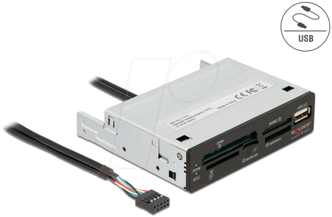 DELOCK 91708 - Card Reader, 3,5'' Frontpanel, USB 2.0