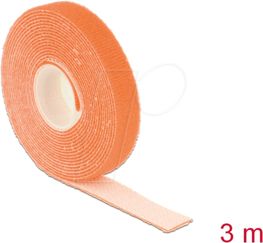 DELOCK 18742 - Klettband auf Rolle, 3 m x 13 mm, orange