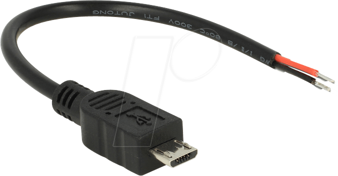 DELOCK 82697 - USB 2.0 Kabel, Micro B Stecker auf 2 x offene Kabelenden