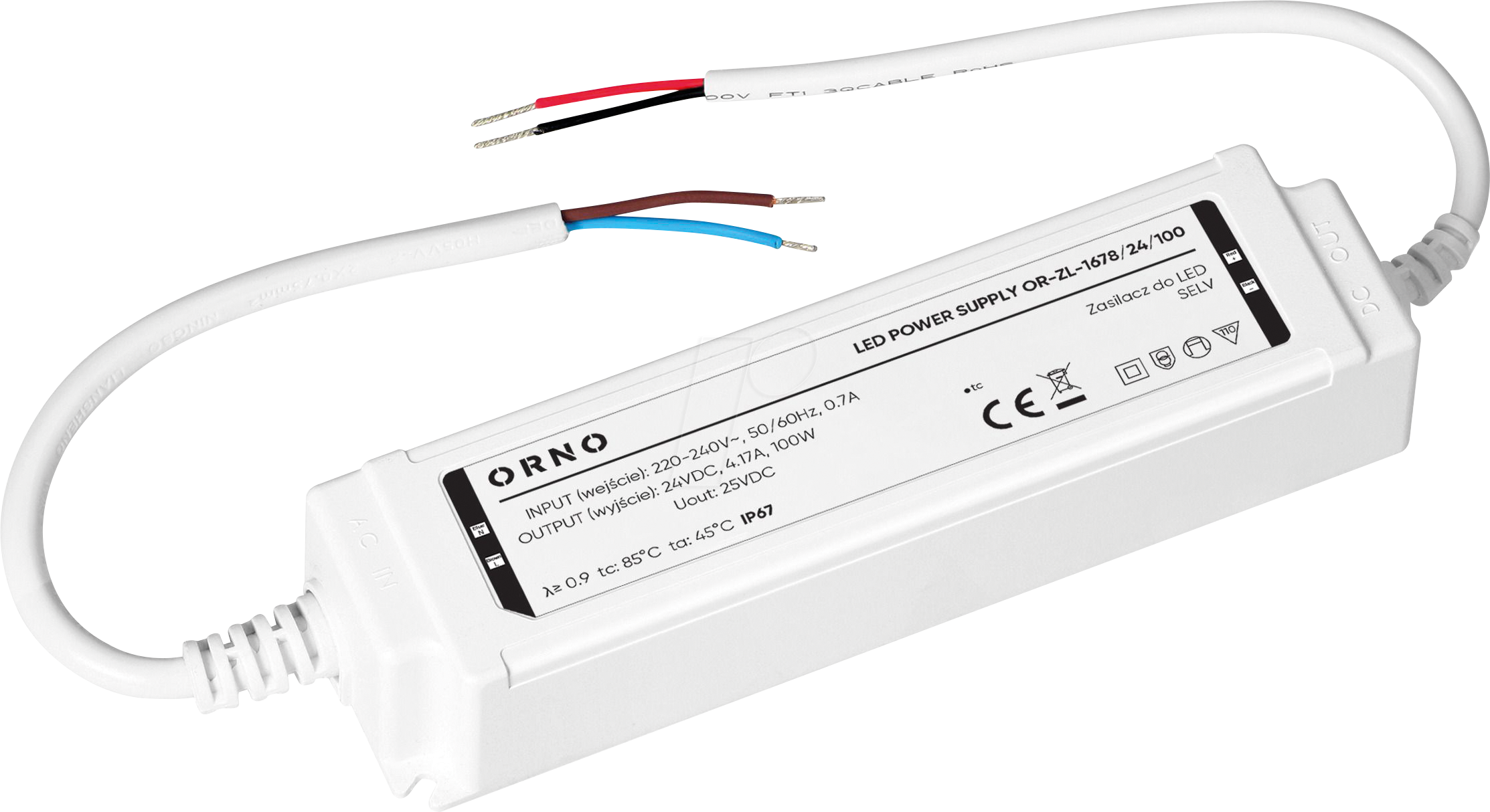ORNO ZL167824100 - LED-Netzteil, 100 W, 24 V, 4,17 A, IP67