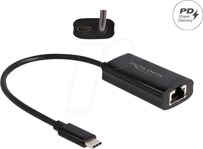 DELOCK 61026 - Netzwerkkarte, USB Typ C, Gigabit Ethernet, 1x RJ45