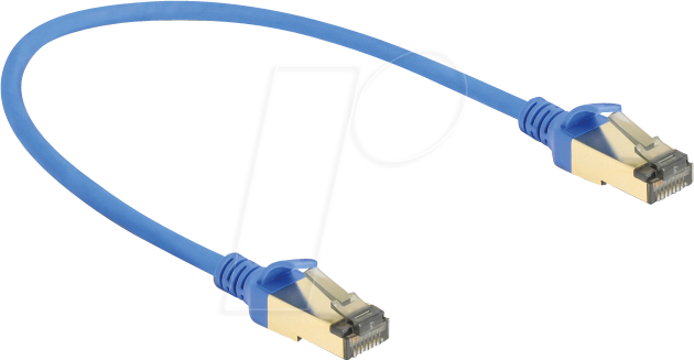 DELOCK 80331 - Patchkabel, Cat.8.1, F/FTP, Slim, 0,3 m, blau