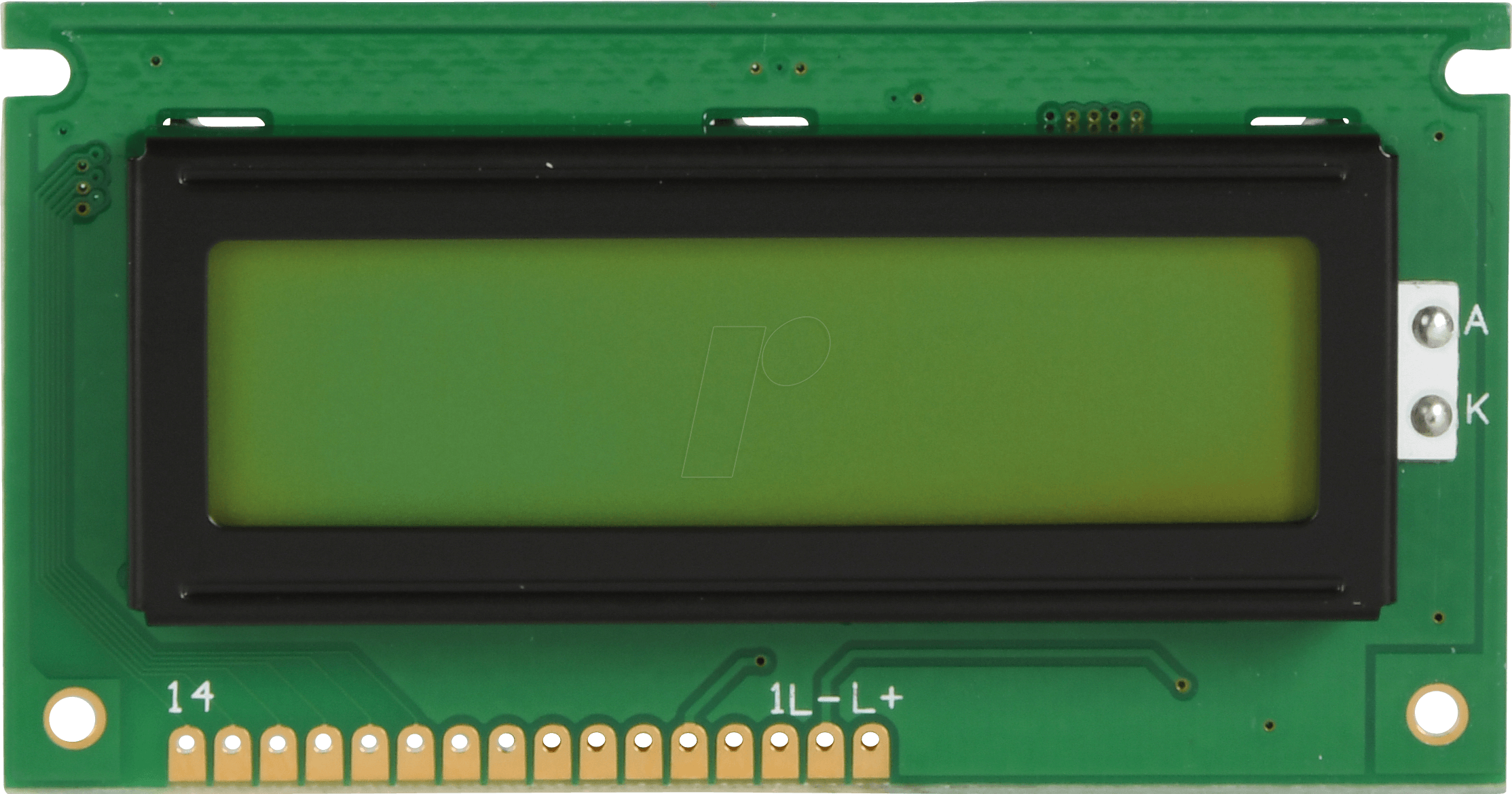 LCD-PM 2X16-6 F - LCD-Modul, 2x16, H:5,6mm, ge/gn, m.Bel.