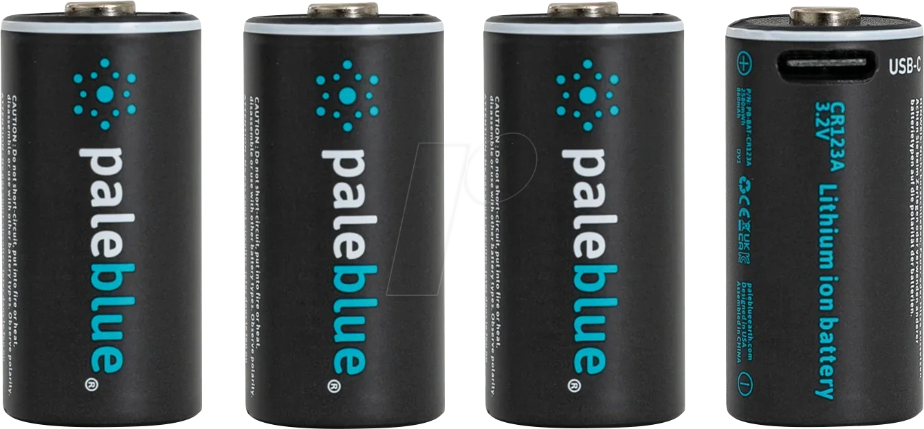 PABU 4X CR123USB - Li-Ion-Akku, CR123A, 3 V, 860 mAh, USB-C, 4er-Pack