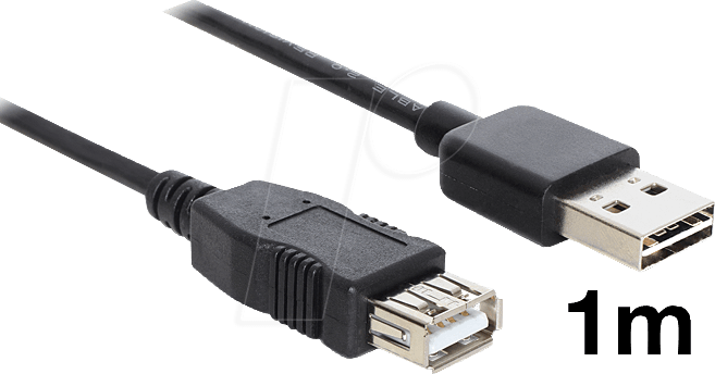 DELOCK 83370 - USB 2.0 Kabel, EASY A Stecker auf A Buchse, 1 m