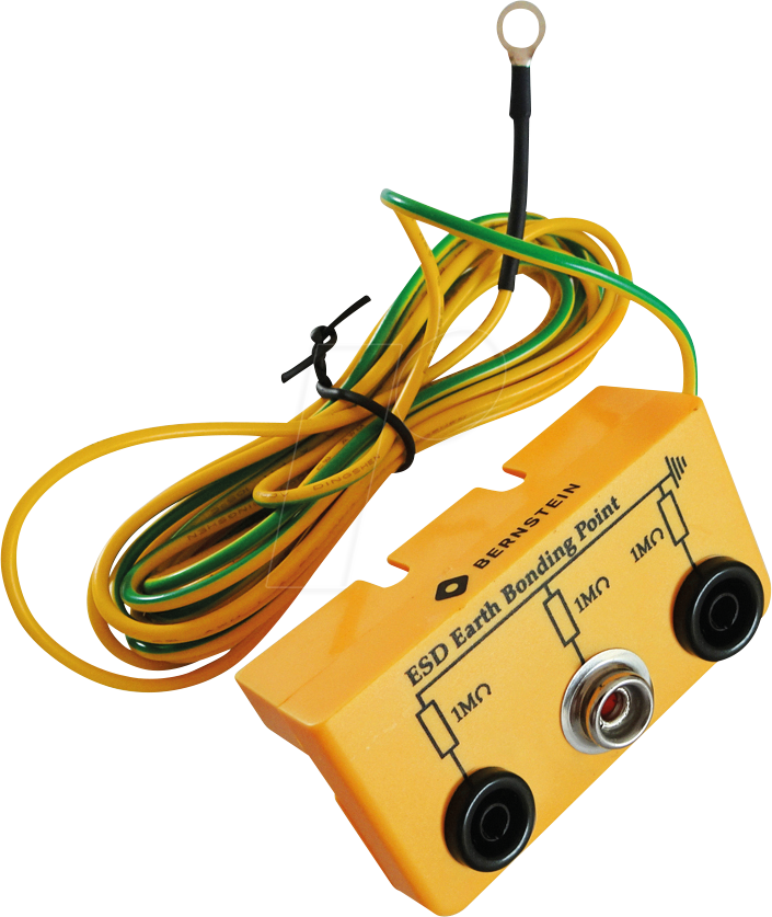 BERN 9-359-5 - ESD Erdungsbaustein, 1x Druckknopf, 2x Bananenstecker-Buchse
