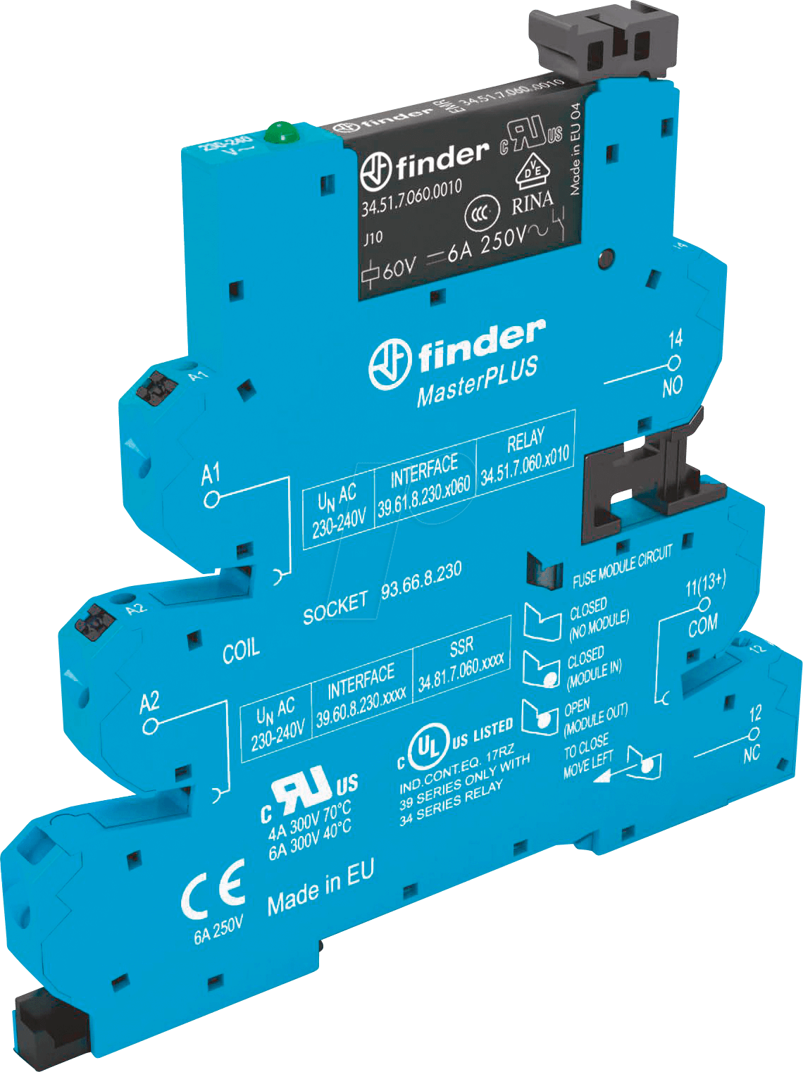 FIN 39.61 24-240 - Koppelrelais MasterPlus - 1 Wechsler, 24-240 V AC/DC