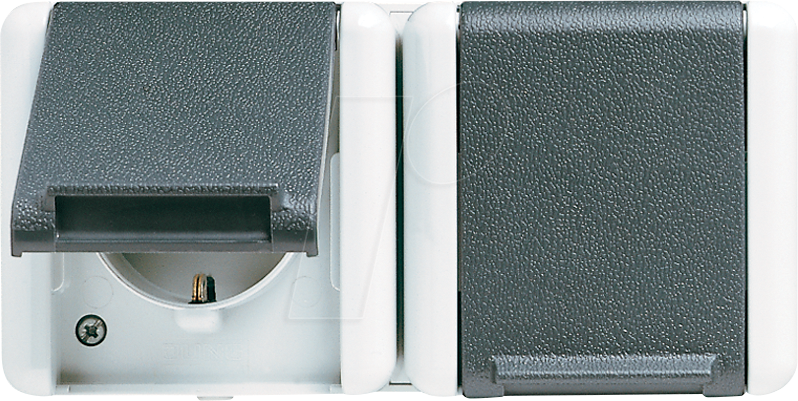 JG 8220 W - Steckdose mit Klappdeckel, 2-fach, waagerecht