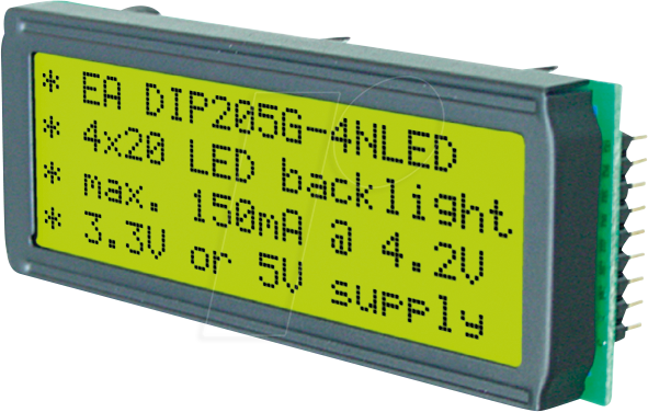 Thumbnail - EA DIP205G-4NLED - 4x20 DIP Textdisplay, gelbgrün
