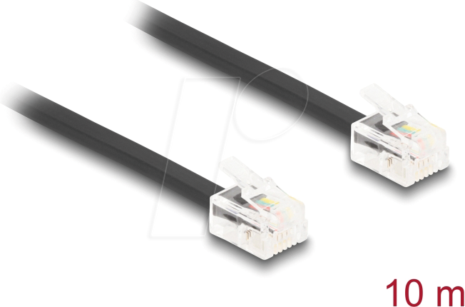DELOCK 90621 - Telefonkabel RJ11 Stecker / Stecker, schwarz, 10 m