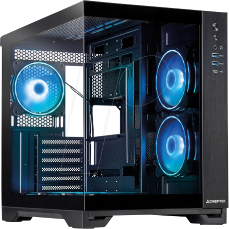 CFT GM-30B-TG-OP - CHIEFTEC Visio ATX-Gehäuse, Tempered Glass, RGB, schwarz