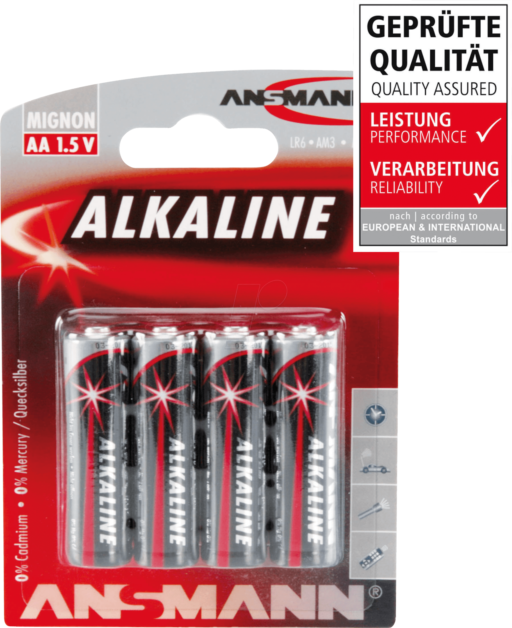 ANS RED 4XAA - Red, Alkaline Batterie, AA (Mignon), 4er-Pack