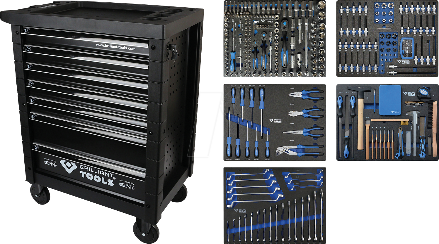 Thumbnail - BT 0153347 - Werkstattwagen, 5 Schubladen, 347 Werkzeuge