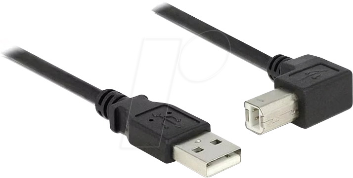 DELOCK 83519 - USB 2.0 Kabel A Stecker > B Stecker, gewinkelt, 1 m, schwarz