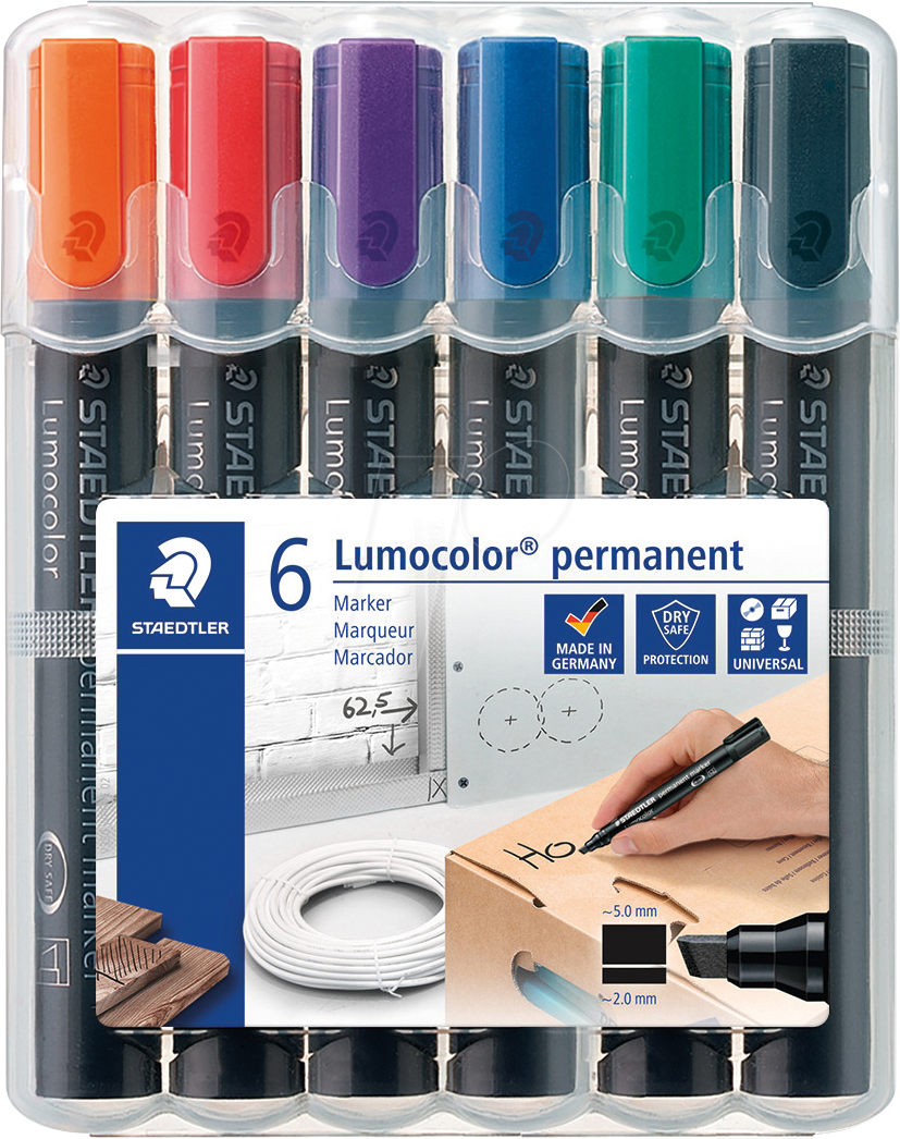 STAEDTLER 350WP6 - Permanent Marker, 2-5 mm, Set, 6 Farben