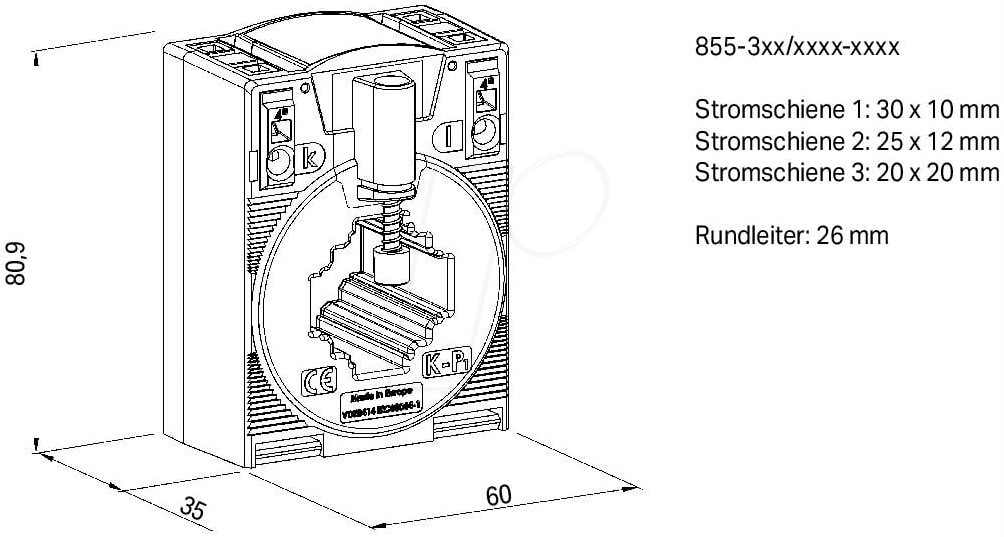 855-301/060-101 - Stromwandler, 60A>1A, 1,25VA, Klasse1