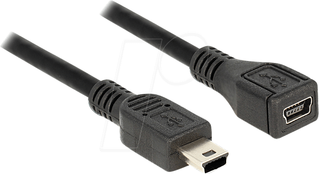 DELOCK 82667 - USB 2.0 Kabel, Mini B Stecker auf Mini B Buchse, 1 m