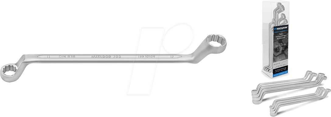 MAT 0200 9100 - Ringschlüsselsatz, SW 6-32, 10-teilig, DIN 838, tief gekröpft