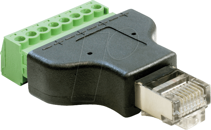 DELOCK 65389 - Adapter RJ45 St. > Terminalblock 8 Pin 2-teilig