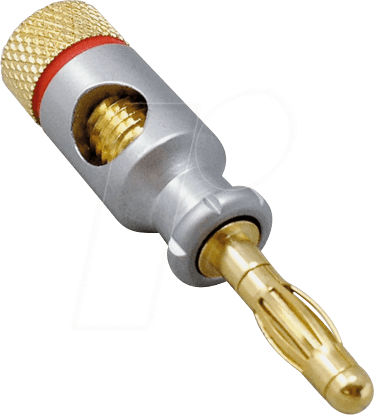 HEBS RT 4MM - Bananenstecker - 4mm, Pearlchome, rot