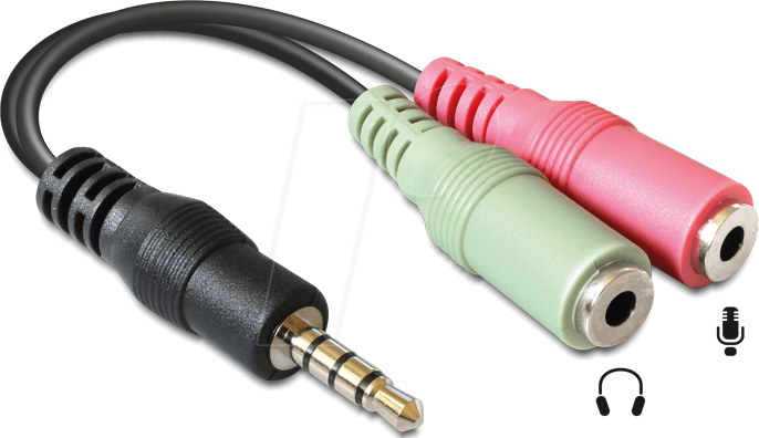 DELOCK 65344 - Headset Adapter, 3,5 mm Klinkenstecker auf 2x Kupplung, 0,12 m