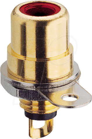 LUM BTO1 V RT - Cinch-Einbaubuchse, Farbcodierung rot, vergoldet