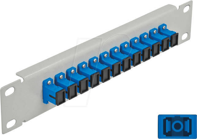 DELOCK 66781 - LWL Patchpanel, 10'', 12-Port, SC Simplex, 1HE, grau
