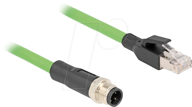 DELOCK 80427 - M12 Kabel, D-kodiert, 4 Pin Stecker / RJ45 Stecker, 2 m