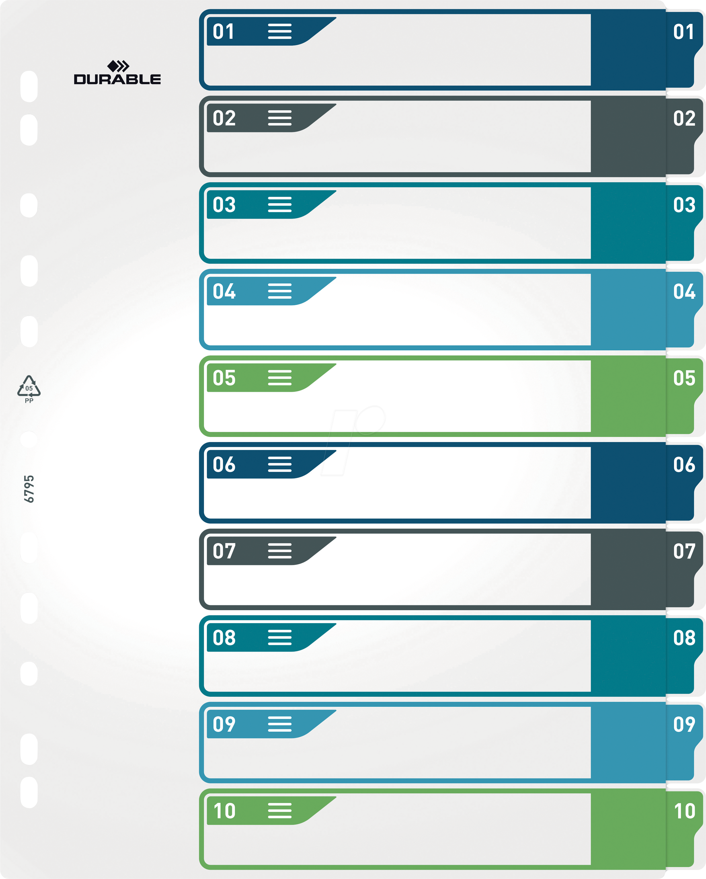 DURABLE 679527 - Kunststoffregister, A4 (1-10), mehrfarbig