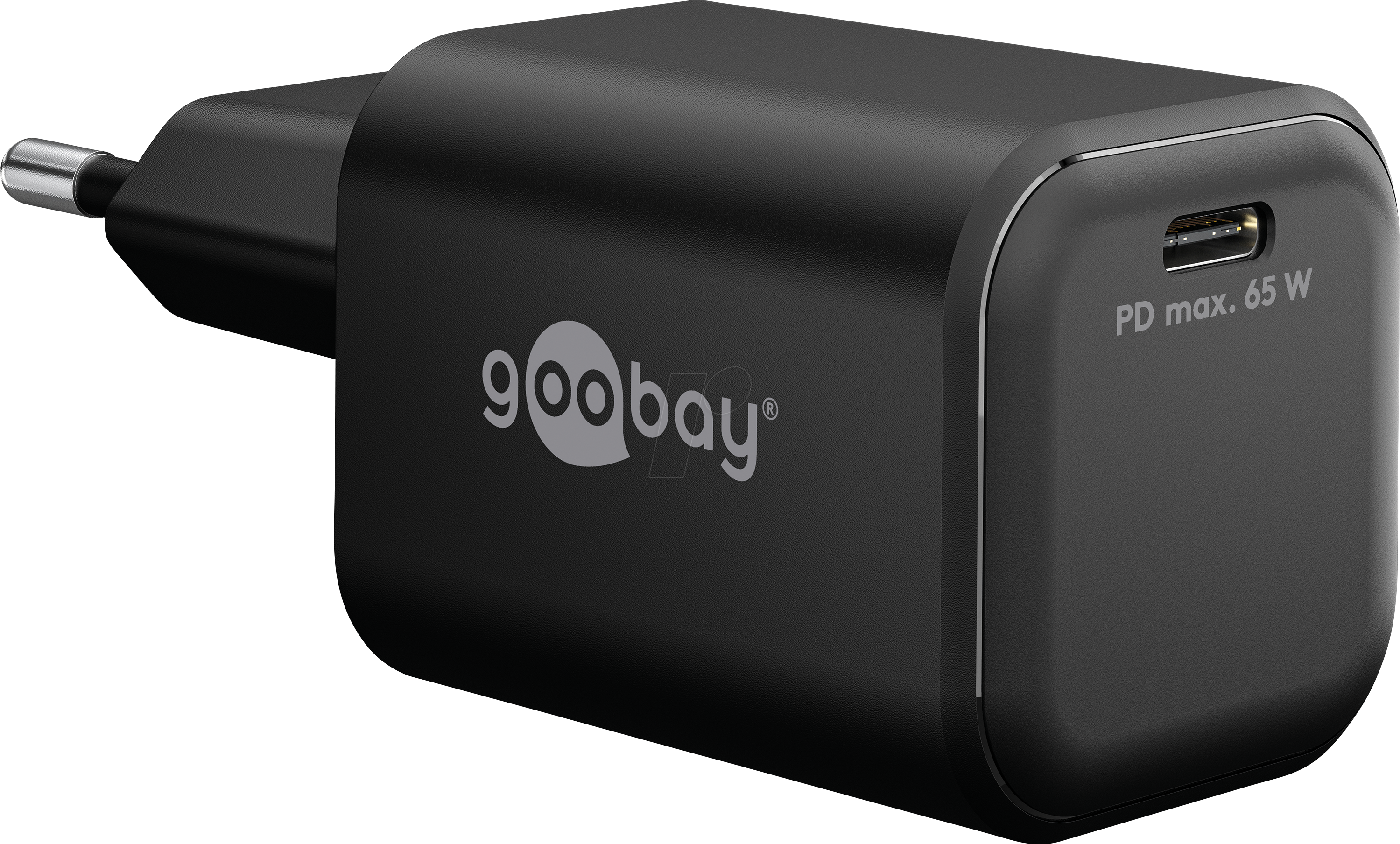 GOOBAY 79155 - USB-Ladegerät, 65 W, GaN, 1x USB-C, schwarz