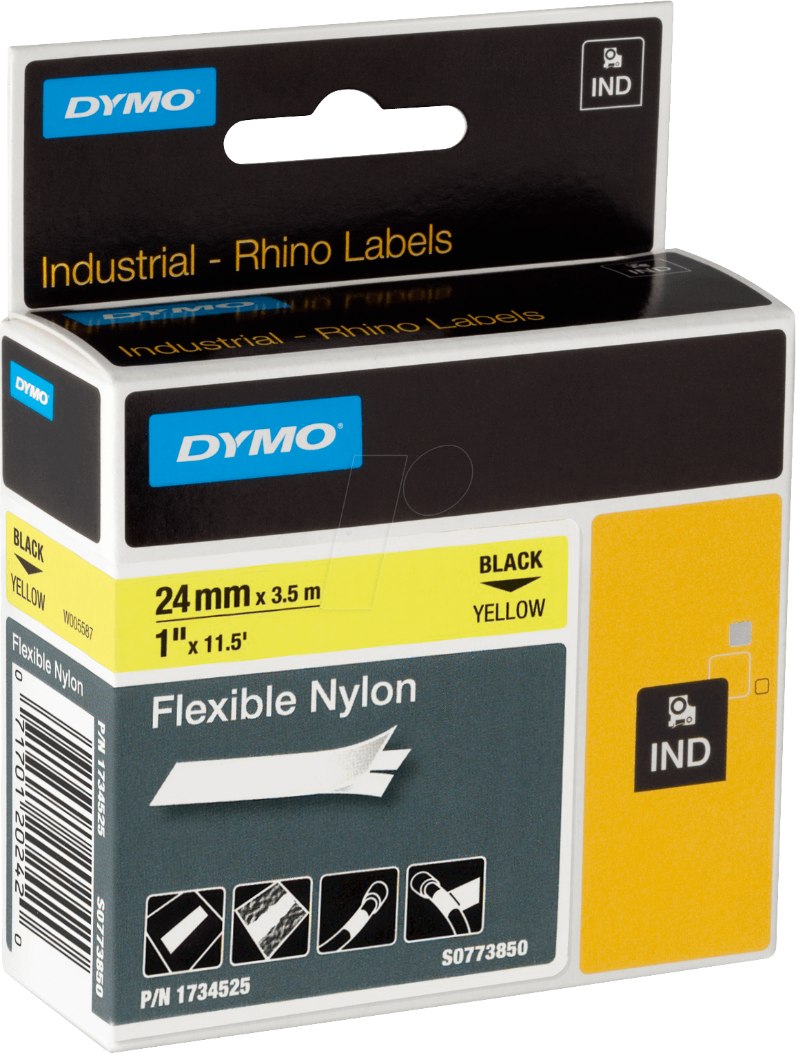 DYMO IND 1734525 - DYMO IND Nylon, 24mm, schwarz/gelb