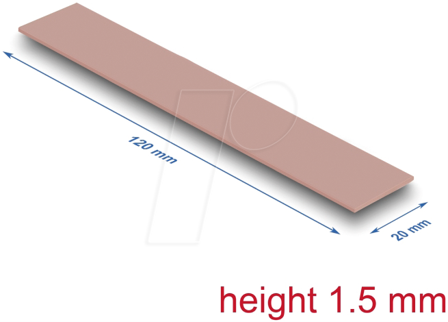 DELOCK 18482 - Wärmeleitpad, 3,0 W/mk, 120 x 20 x 1,5 mm, Silikonfrei