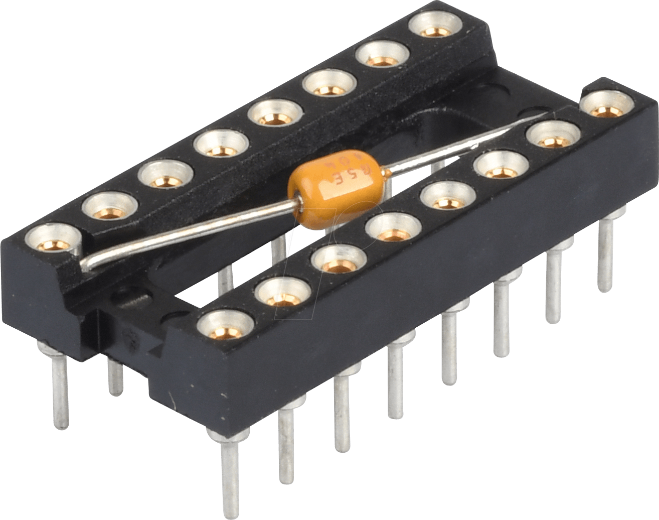 MPE 001-3-016-3 - Präzisionsfassung, 16 polig, RM 2,54, Kapazität 100 nF